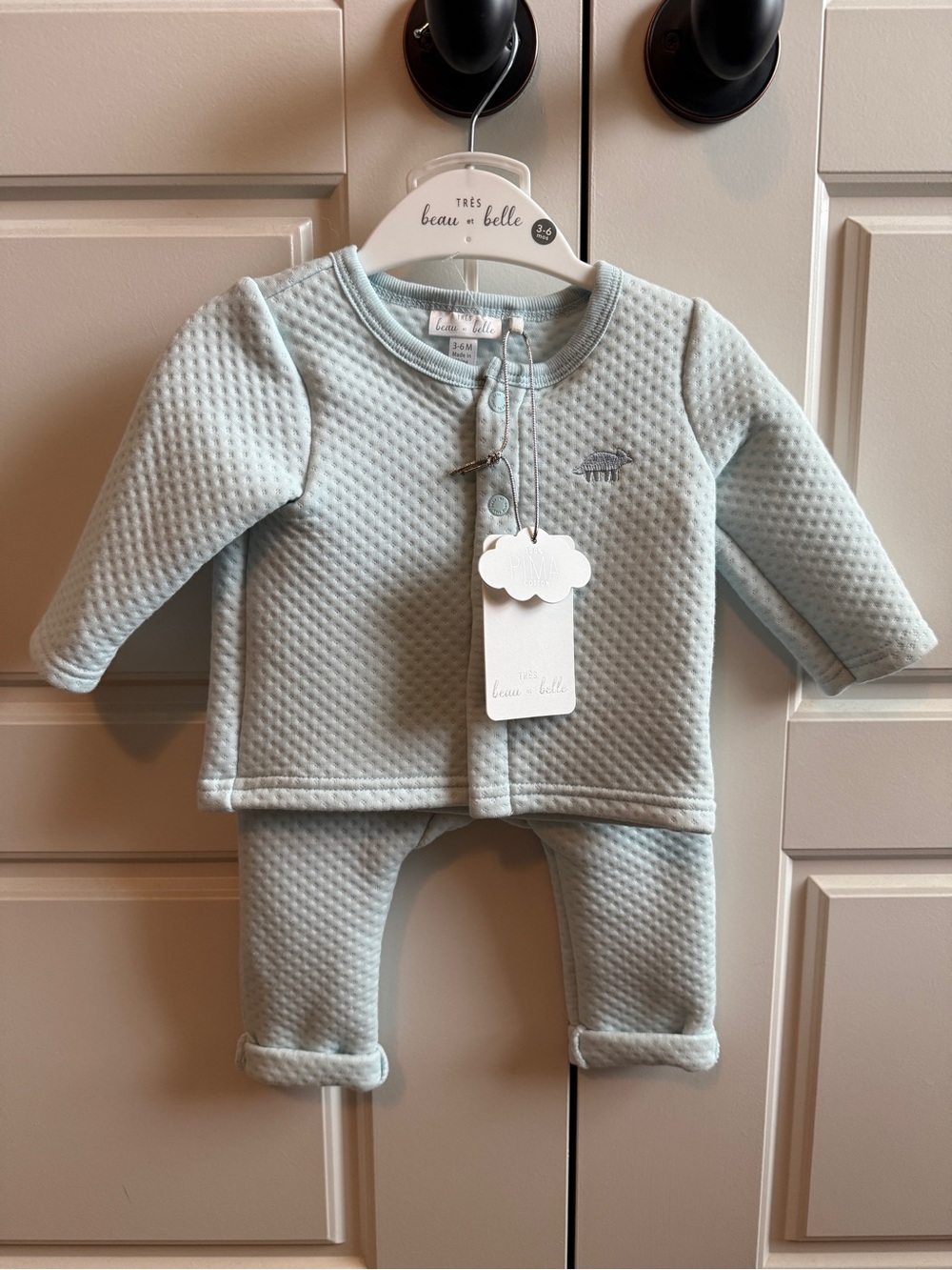Baby Quilted 2-Piece Set in Light Blue